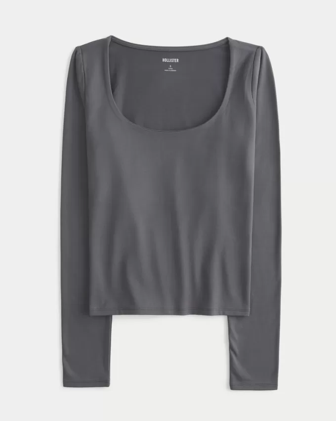 Soft Stretch Seamless Fabric Scoop Top,Soft Stretch Seamless Fabric Scoop Top