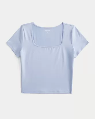 Soft Stretch Seamless Fabric Square-Neck Baby Tee,Soft Stretch Seamless Fabric Square-Neck Baby Tee Soft Stretch Seamless Fabric Square-Neck Baby Tee,Soft Stretch Seamless Fabric Square-Neck Baby Tee