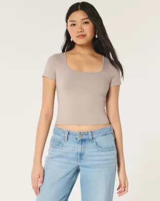 Soft Stretch Seamless Fabric Square Neck Baby Tee,Soft Stretch Seamless Fabric Square Neck Baby Tee Soft Stretch Seamless Fabric Square Neck Baby Tee,Soft Stretch Seamless Fabric Square Neck Baby Tee