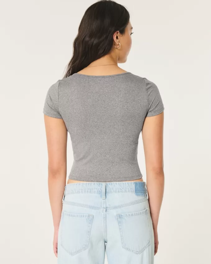 Soft Stretch Seamless Fabric Square-Neck Baby Tee,Soft Stretch Seamless Fabric Square-Neck Baby Tee Soft Stretch Seamless Fabric Square-Neck Baby Tee,Soft Stretch Seamless Fabric Square-Neck Baby Tee