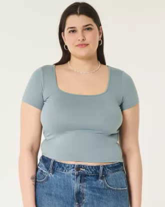 Soft Stretch Seamless Fabric Square Neck Baby Tee,Soft Stretch Seamless Fabric Square Neck Baby Tee