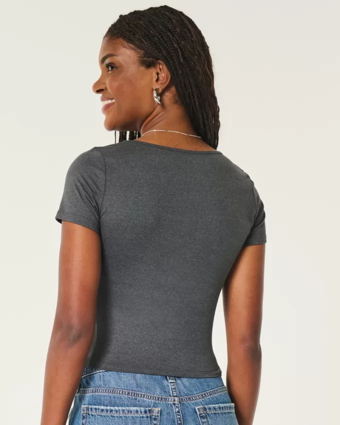 Soft Stretch Seamless Fabric Square-Neck Baby Tee,Soft Stretch Seamless Fabric Square-Neck Baby Tee Soft Stretch Seamless Fabric Square-Neck Baby Tee,Soft Stretch Seamless Fabric Square-Neck Baby Tee