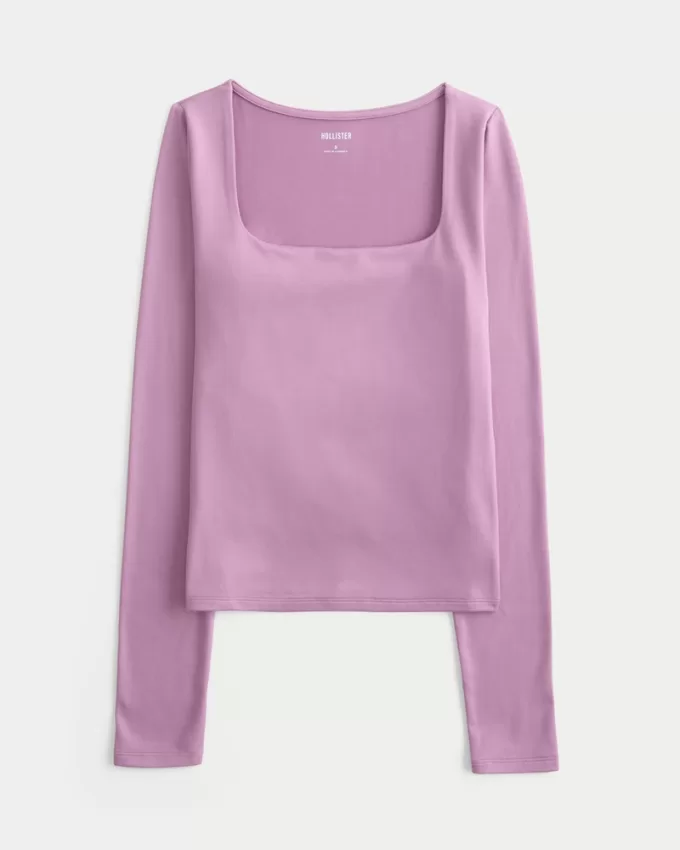 Soft Stretch Seamless Fabric Square-Neck Top,Soft Stretch Seamless Fabric Square-Neck Top