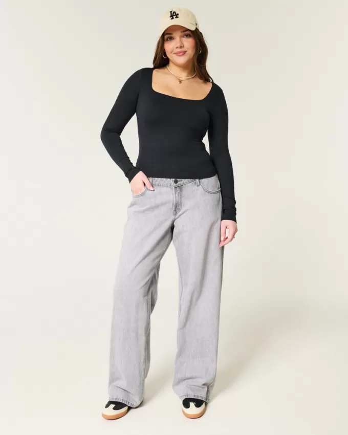 Soft Stretch Seamless Fabric Square-Neck Top,Soft Stretch Seamless Fabric Square-Neck Top