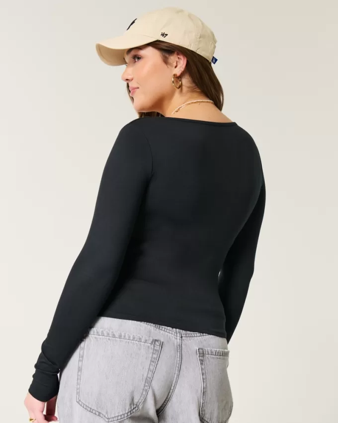 Soft Stretch Seamless Fabric Square-Neck Top,Soft Stretch Seamless Fabric Square-Neck Top