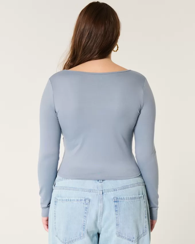 Soft Stretch Seamless Fabric Square-Neck Top,Soft Stretch Seamless Fabric Square-Neck Top