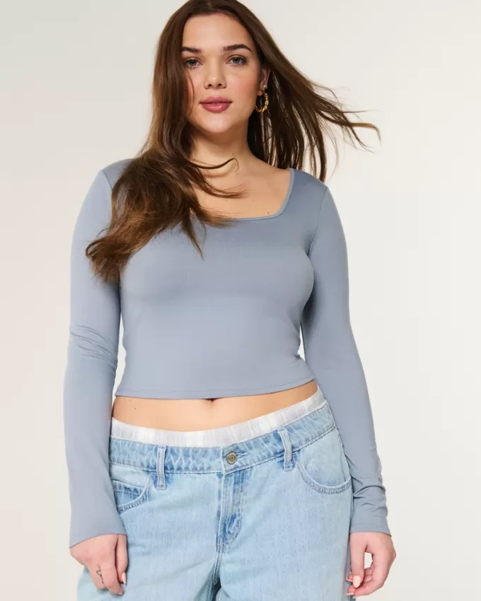 Soft Stretch Seamless Fabric Square-Neck Top,Soft Stretch Seamless Fabric Square-Neck Top