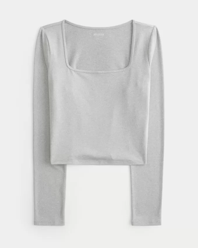 Soft Stretch Seamless Fabric Square-Neck Top,Soft Stretch Seamless Fabric Square-Neck Top