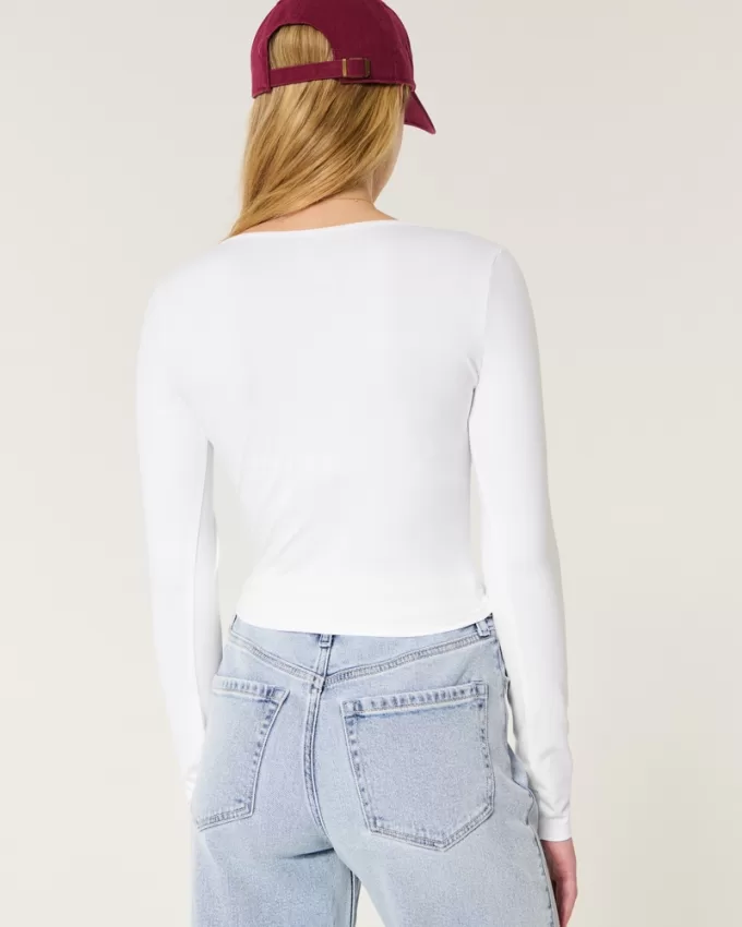 Soft Stretch Seamless Fabric Square-Neck Top,Soft Stretch Seamless Fabric Square-Neck Top