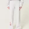 Sporty Graphic Wide-Leg Sweatpants,Sporty Graphic Wide-Leg Sweatpants