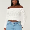 Stitchy Crochet-Style Off-the-Shoulder Sweater,Stitchy Crochet-Style Off-the-Shoulder Sweater