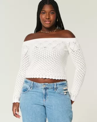Stitchy Crochet-Style Off-the-Shoulder Sweater,Stitchy Crochet-Style Off-the-Shoulder Sweater Stitchy Crochet-Style Off-the-Shoulder Sweater,Stitchy Crochet-Style Off-the-Shoulder Sweater