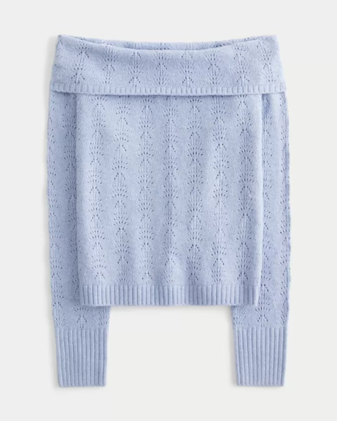 Stitchy Off-the-Shoulder Sweater,Stitchy Off-the-Shoulder Sweater