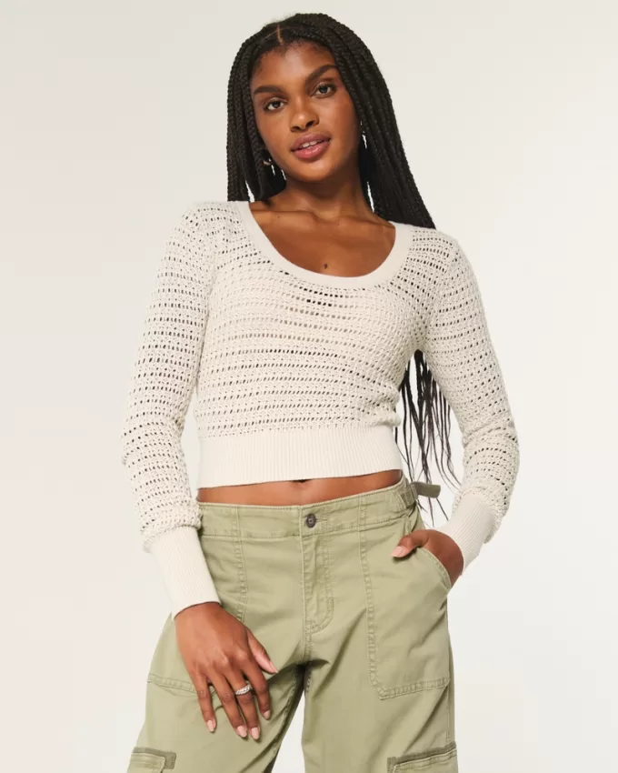 Stitchy Scoop Sweater,Stitchy Scoop Sweater