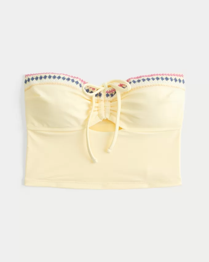 Strapless Embroidered Tankini,Strapless Embroidered Tankini