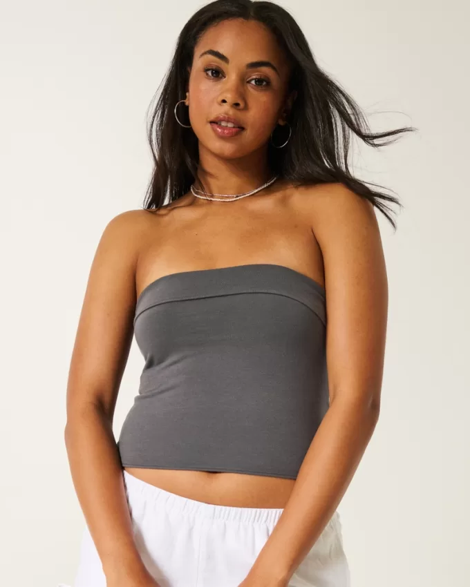 Strapless Foldover Tube Top,Strapless Foldover Tube Top