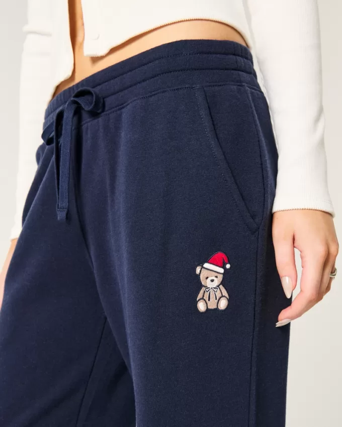 Teddy Bear Graphic Straight Sweatpants,Teddy Bear Graphic Straight Sweatpants