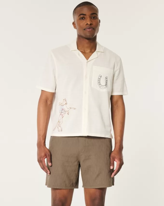 Textured Cotton Pull-On Shorts,Textured Cotton Pull-On Shorts