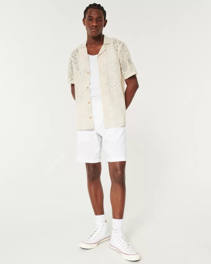 Twill Flat-Front Shorts 9″,Twill Flat-Front Shorts 9″