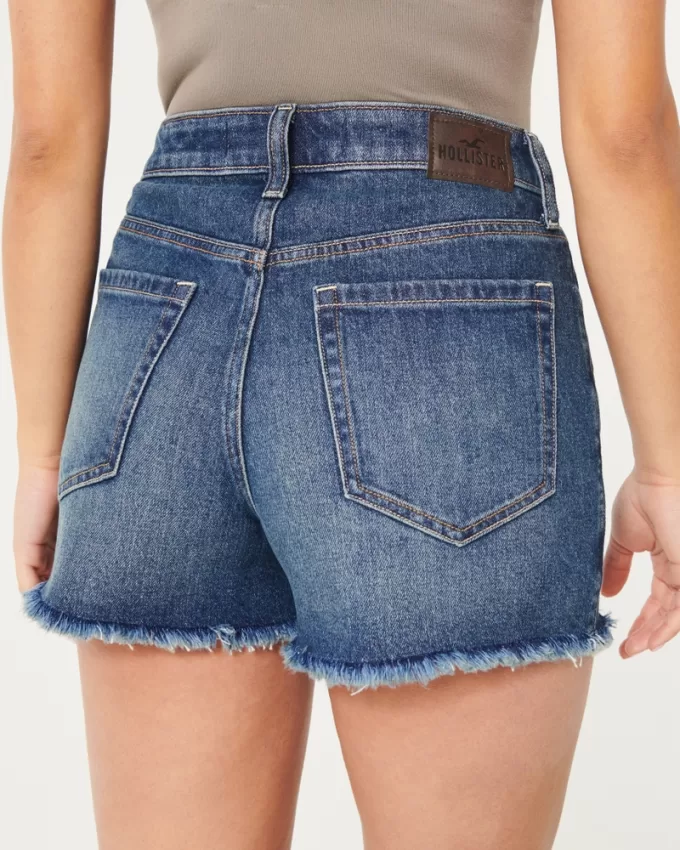 Ultra High-Rise Dark Wash Denim Mom Shorts,Ultra High-Rise Dark Wash Denim Mom Shorts
