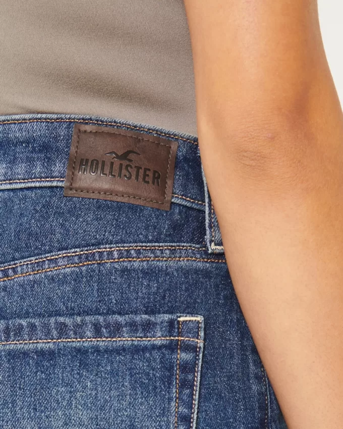 Ultra High-Rise Dark Wash Denim Mom Shorts,Ultra High-Rise Dark Wash Denim Mom Shorts