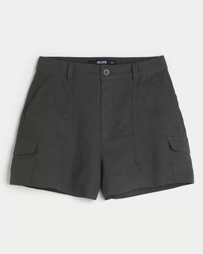 Ultra High-Rise Linen-Blend Soft Cargo Shorts,Ultra High-Rise Linen-Blend Soft Cargo Shorts