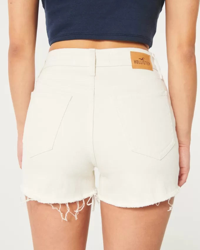 Ultra High-Rise White Denim Mom Shorts,Ultra High-Rise White Denim Mom Shorts Ultra High-Rise White Denim Mom Shorts,Ultra High-Rise White Denim Mom Shorts