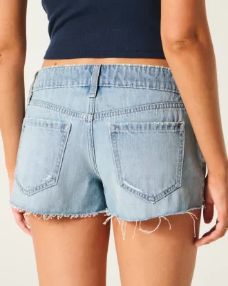 Ultra Low-Rise Ripped Medium Wash Mini Denim Shorts,Ultra Low-Rise Ripped Medium Wash Mini Denim Shorts