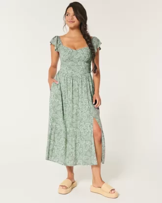 V-Waist Open Back Midi Dress,V-Waist Open Back Midi Dress