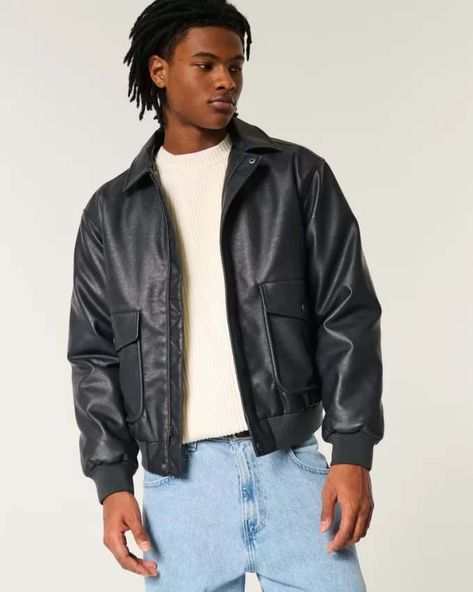 Vegan Leather Bomber Jacket,Vegan Leather Bomber Jacket
