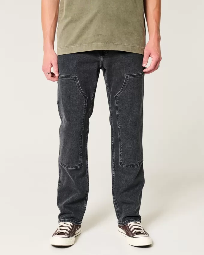 Washed Black Loose Carpenter Jeans,Washed Black Loose Carpenter Jeans