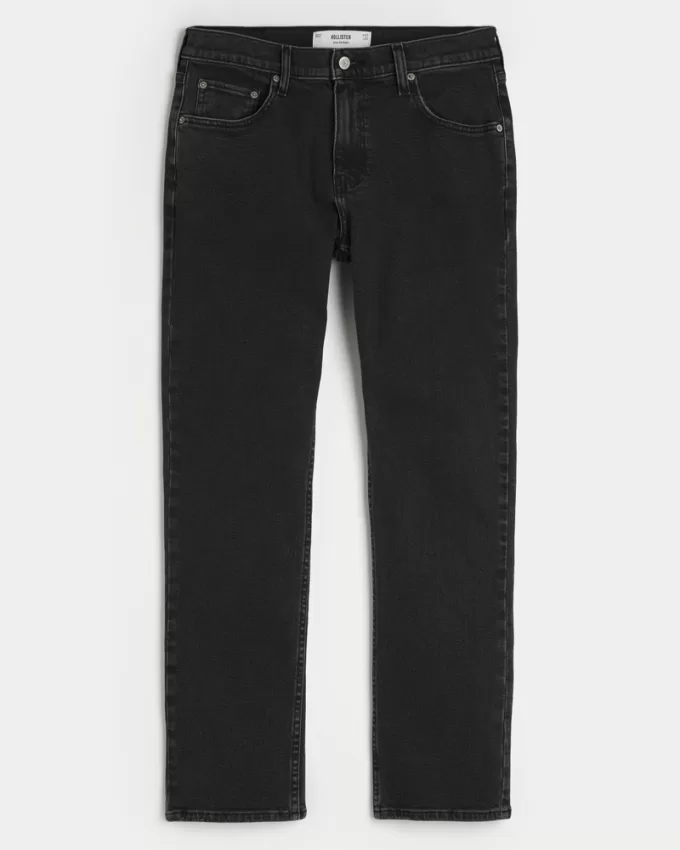 Washed Black Slim Straight Jeans,Washed Black Slim Straight Jeans
