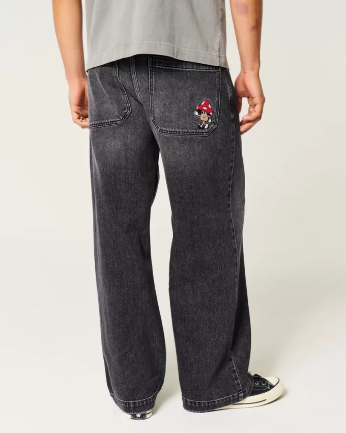 Washed Black Super Baggy Jeans,Washed Black Super Baggy Jeans