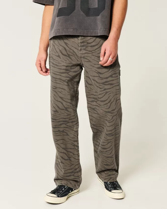 Zebra Print Baggy Painter Jeans,Zebra Print Baggy Painter Jeans