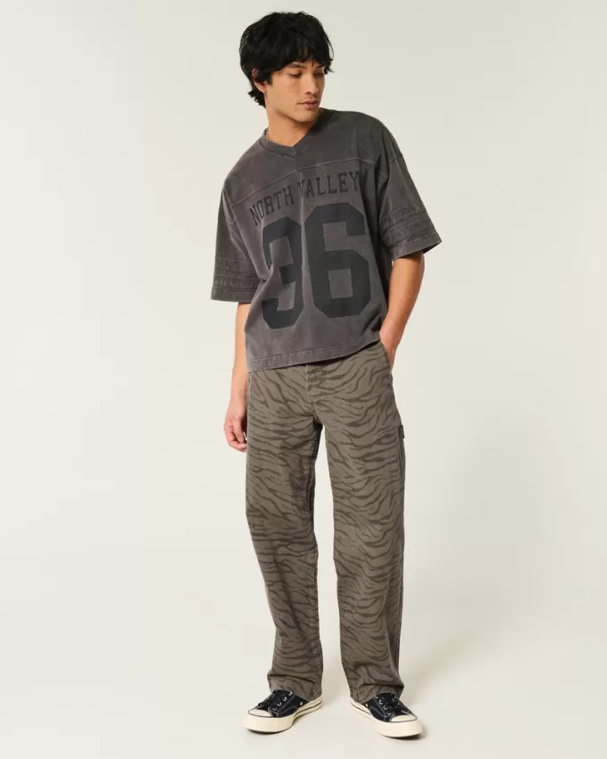 Zebra Print Baggy Painter Jeans,Zebra Print Baggy Painter Jeans